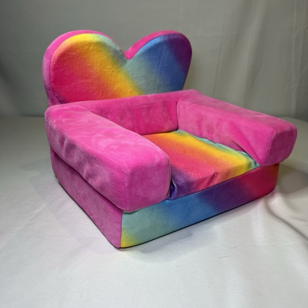 Build A Bear Rainbow‎ Fold-Out Chair Bed BAB Bed Colorful Heart Stripes